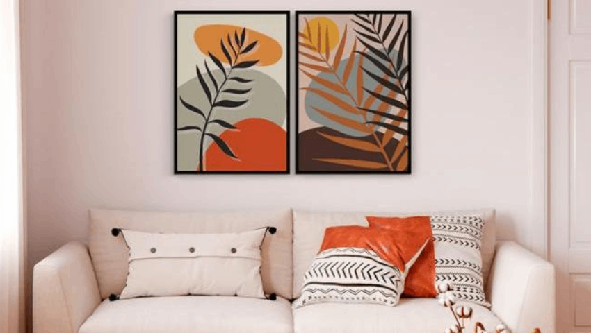 Como colocar 2 quadros na parede da sala