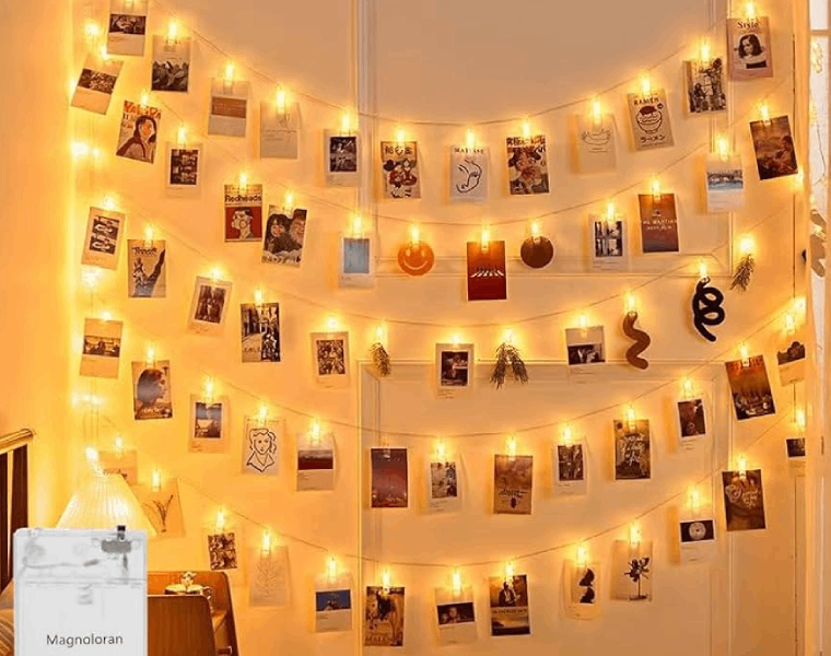 Mural de Fotos com CordÃ£o de Luzes