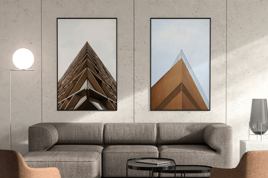 Quadros centralizados na sala