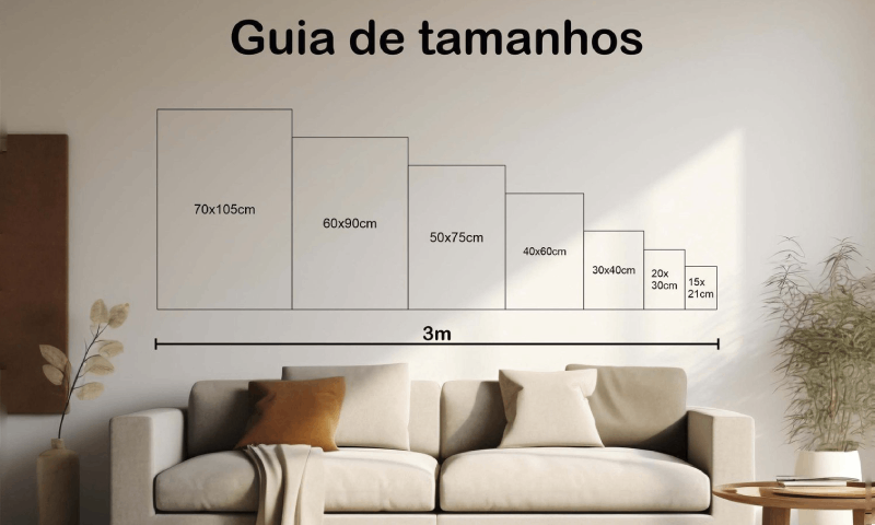 guia tamanho de quadros