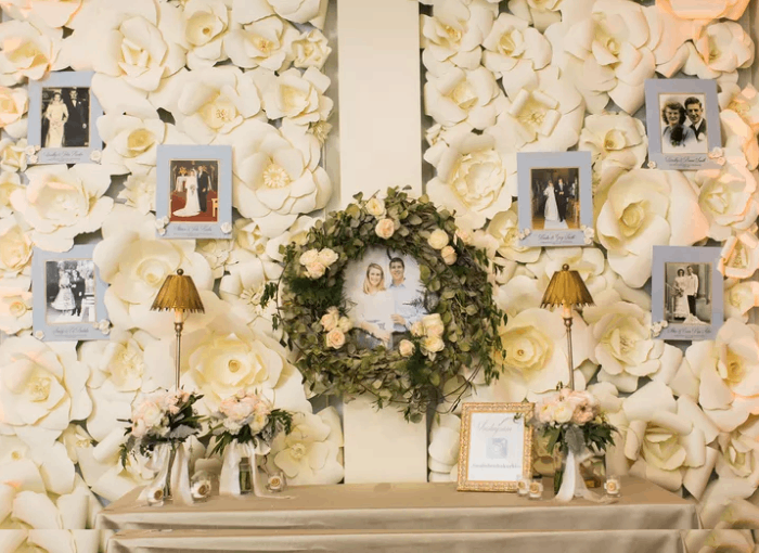 mural de fotos para decoraÃ§Ã£o de casamento